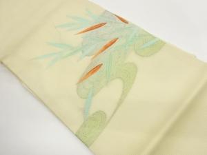 絽草葉に流水模様織出し名古屋帯